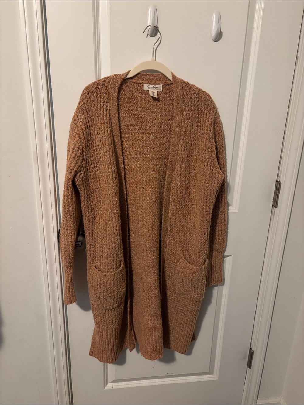 Jessica Simpson Open-Front Longline Cardigan in Camel